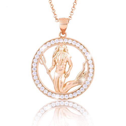 Elegante Damen Halskette Sternzeichen WASSERMANN Kette Roségold plattiert glänzende Zirkonia in AAA Qualität aus der Kollektion ECLIPSE inkl. Schmuckbox und Echtheits-Zertifikat von PAVELS