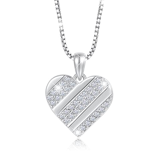 PAVELS Halsketten Ketten Herz HEART gold, silber oder roségold Herzschmuck Geschenke für Sie elegant mit Zirkonia Herzketten (Silber) von PAVELS