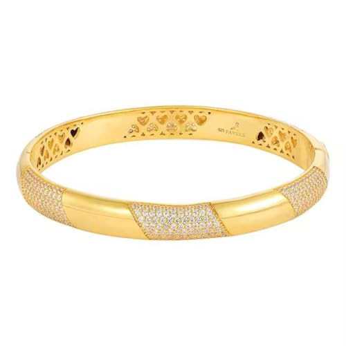 PAVELS Damen Armreif GOLDEN GLAM glänzendes Armband Armreifen mit Zirkonia Armreif gold modern gold Armspange 18K vergoldet breit Gold Schmuck Goldschmuck Damen Geschenkidee für Sie von PAVELS