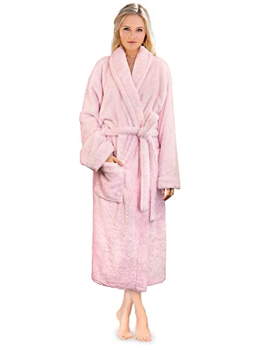 PAVILIA Hochwertiger Damen-Bademantel, weich, flauschig, warm, Fleece, Sherpa-Bademantel, hellrosa Farbe, Small-Medium von PAVILIA