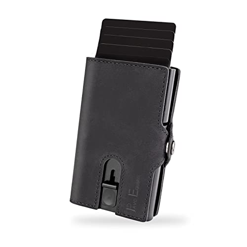 PAVO EQUIPO Slim Wallet | Slim Wallet mit Münzfach | Kartenetui | Kartenetui mit Geldclip und Münzfach | Geldbörse | RFID Schutz | Mini Portemonnaie | inklusive Geschenkebox (Schwarz) von PAVO EQUIPO