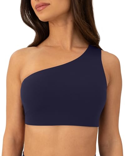 PAVOI ACTIVE Asymmetrischer Sport-BH mit einer Schulter für Damen – niedrige Unterstützung, Ein-Träger-BH, Workout-Top, herausnehmbare Pads – FlexFlow, Dämmerung, Large von PAVOI ACTIVE