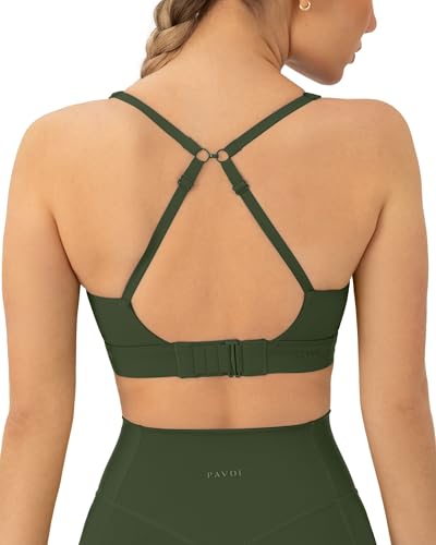 PAVOI ACTIVE HiPerform Verstellbarer Sport-BH mit Racerback, hohe Unterstützung, wandelbare Träger, hohe Belastung, Workout-BHs, Armee, Medium von PAVOI ACTIVE