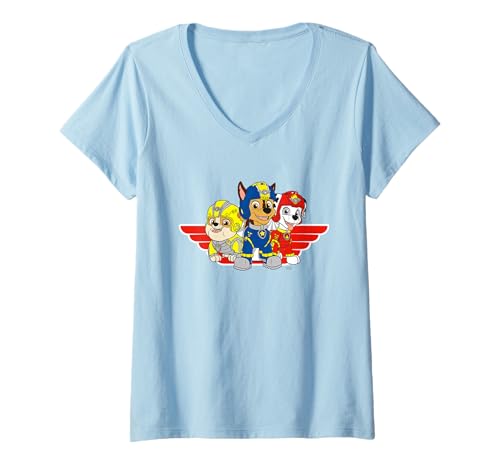 Damen Actiondesign im Rubble Chase Marshall Rescue-Stil von Paw Patrol T-Shirt mit V-Ausschnitt von PAW PATROL