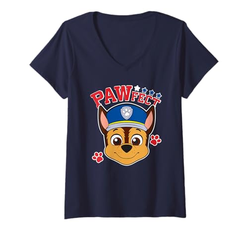 Damen Paw Patrol Chase Action Pose Pawfect LOL Design für Teamleiter T-Shirt mit V-Ausschnitt von PAW PATROL