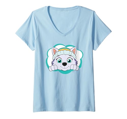 Damen Paw Patrol Everest Rescue Adventure Girl Power Retro-Kunstwerk T-Shirt mit V-Ausschnitt von PAW PATROL
