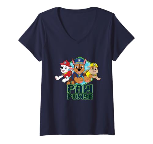 Damen Paw Patrol Group Trio Shot Paw Power T-Shirt mit V-Ausschnitt von PAW PATROL