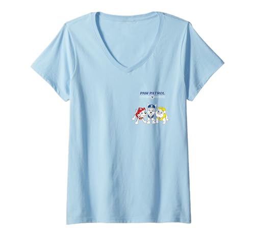 Damen Paw Patrol Pup Trio Group Shot Left Chest T-Shirt mit V-Ausschnitt von PAW PATROL