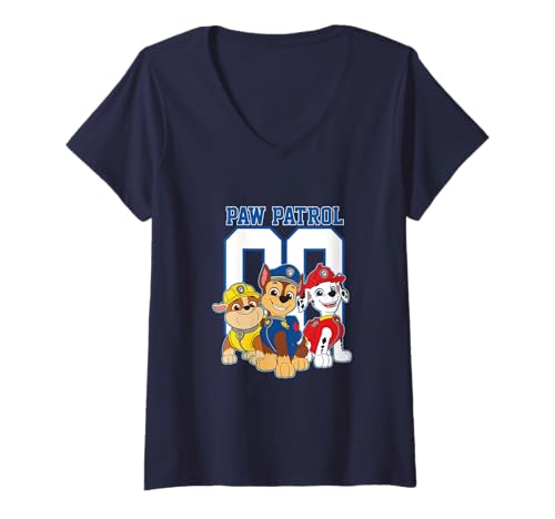 Damen Paw Patrol Team Paw Collegiate T-Shirt mit V-Ausschnitt von PAW PATROL