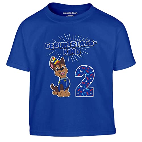 Jungen Tshirt Geburtstagskind 2 Jahre Geburtstag Chase Geschenk Junge T-Shirt Kinder 104 Blau von PAW PATROL