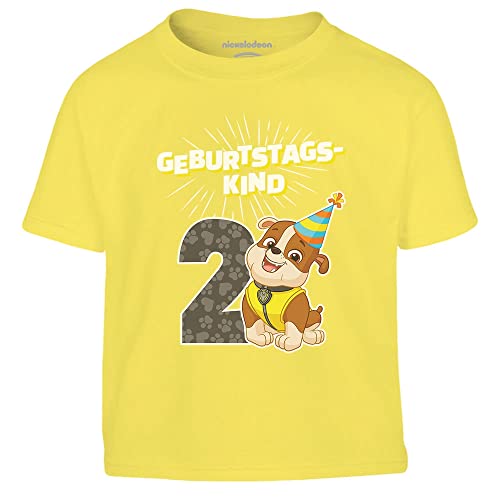 Geburtstagskind 2 Jahre Geburtstag Rubble Geschenk Kinder Jungen T-Shirt 128 Gelb von PAW PATROL