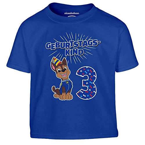 Jungen Tshirt Geburtstagskind 3 Jahre Geburtstag Chase Geschenk T-Shirt Junge 104 Blau von PAW PATROL