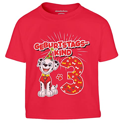 Jungen Tshirt Geburtstagskind 3 Jahre Geburtstag Marshall Geschenk T-Shirt Junge 116 Rot von PAW PATROL