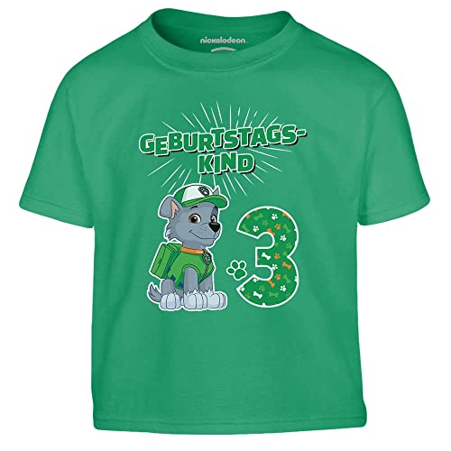 Jungen Tshirt Geburtstagskind 3 Jahre Geburtstag Rocky Geschenk T-Shirt Junge 104 Grün von PAW PATROL