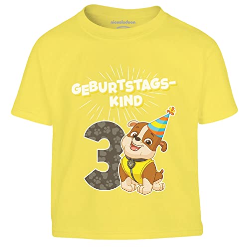 Geburtstagskind 3 Jahre Geburtstag Rubble Geschenk Kinder Jungen T-Shirt 104 Gelb von PAW PATROL