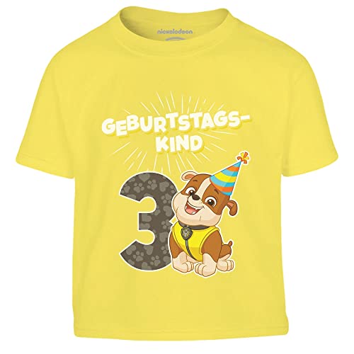 Geburtstagskind 3 Jahre Geburtstag Rubble Geschenk Kinder Jungen T-Shirt 116 Gelb von PAW PATROL