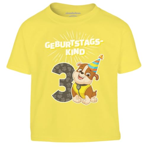 Geburtstagskind 3 Jahre Geburtstag Rubble Geschenk Kinder Jungen T-Shirt 94 Gelb von PAW PATROL