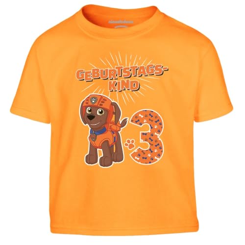 Geburtstagskind 3 Jahre Geburtstag Zuma Geschenk Kinder Jungen T-Shirt 104 Orange von PAW PATROL
