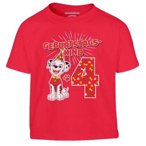 Geburtstagskind 4 Jahre Geburtstag Marshall Geschenk Kinder Jungen T-Shirt 94 Rot von PAW PATROL