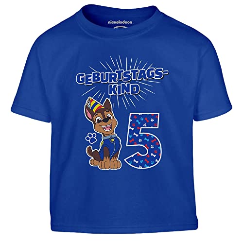 Jungen Tshirt Geburtstagskind 5 Jahre Geburtstag Junge Chase Geschenk Kinder T-Shirt Junge 104 Blau von PAW PATROL