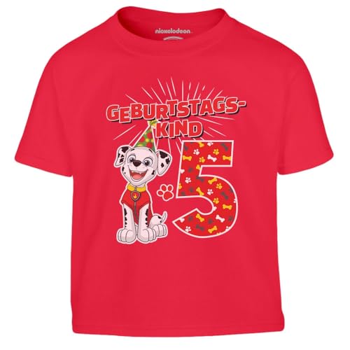 Geburtstagskind 5 Jahre Geburtstag Marshall Geschenk Kinder Jungen T-Shirt 94 Rot von PAW PATROL