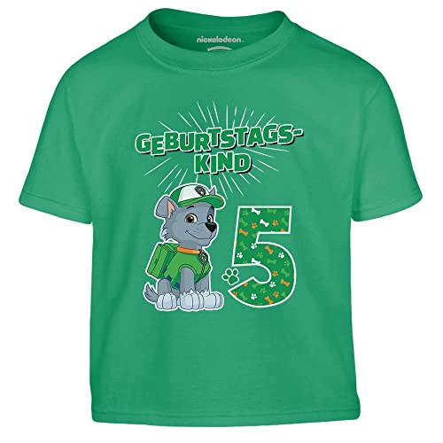 Jungen Tshirt Geburtstagskind 5 Jahre Geburtstag Junge Rocky Geschenk Kinder T-Shirt Junge 104 Grün von PAW PATROL