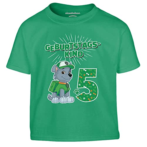 Jungen Tshirt Geburtstagskind 5 Jahre Geburtstag Junge Rocky Geschenk Kinder T-Shirt Junge 128 Grün von PAW PATROL
