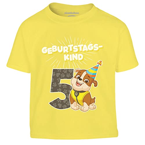 Jungen Tshirt Geburtstagskind 5 Jahre Geburtstag Junge Rubble Geschenk Kinder T-Shirt Junge 116 Gelb von PAW PATROL