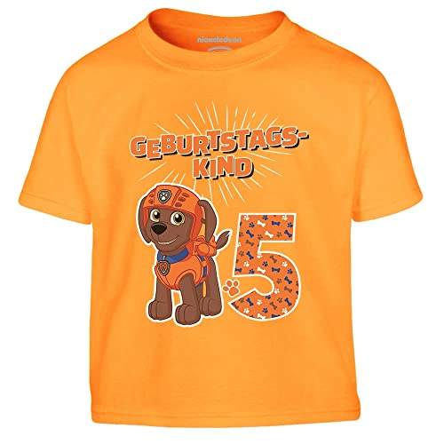 Geburtstagskind 5 Jahre Geburtstag Zuma Geschenk Kinder Jungen T-Shirt 146 Orange von PAW PATROL