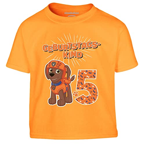 Jungen Tshirt Geburtstagskind 5 Jahre Geburtstag Junge Zuma Geschenk Kinder T-Shirt Junge 104 Orange von PAW PATROL