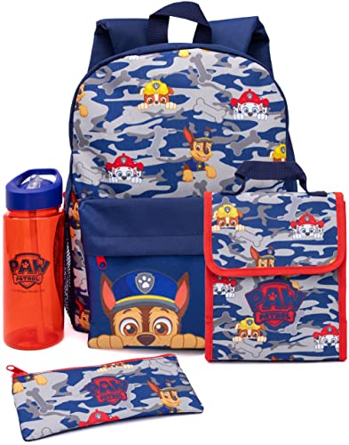 PAW PATROL Backpack Set Kinder 4 -teilige Camo Lunch Box Wasserflasche von PAW PATROL