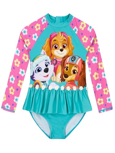 PAW PATROL Badeanzug | Skye Badeanzug Kinder Mädchen | Blumen Lange Ärmel Bademode | Schwimmkleidung Mädchen | Schwimmanzug Kinder | Blau 92 von PAW PATROL