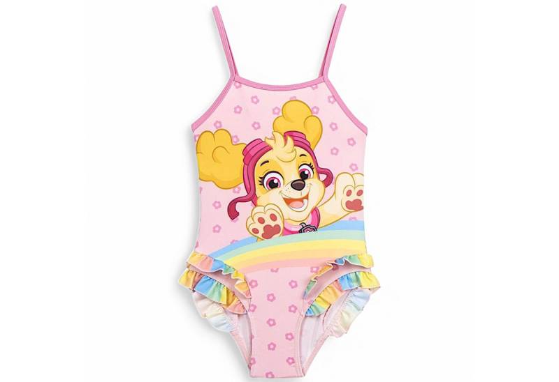 PAW PATROL Badeanzug Skye Mädchen Schwimmanzug mit Rüschendetails & Glitzer Gr. 92 -116 cm von PAW PATROL