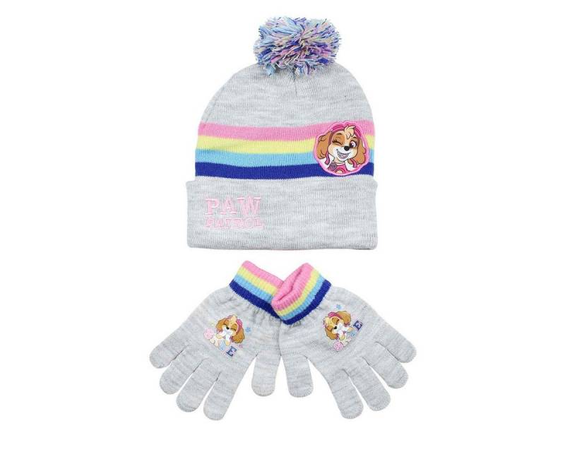PAW PATROL Bommelmütze Paw Patrol Skye Kinder 2tlg Set Winter Mütze plus Handschuhe Gr.54 von PAW PATROL