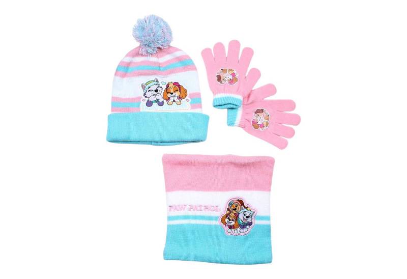PAW PATROL Bommelmütze Skye, Everest & Liberty (3-St) Mädchen Winter-Set Mütze Einheitsgröße 2-5 Jahre von PAW PATROL