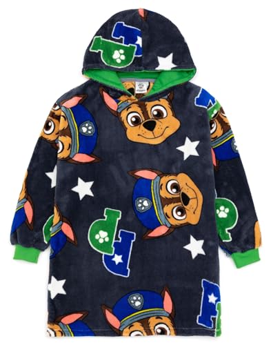 PAW PATROL Boys Oversized Blanket Hoodie | Kinder Mädchen jagen Polizei Rettung Tier Cartoon Grau Vuddie | Zwei Größen Fleece Green Cuffs Pullover von PAW PATROL