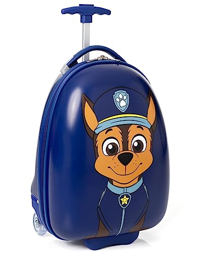 PAW PATROL Chase Koffer für Kinder | Jungen Navy Cabin Kleiner Hartschalen-Hardcover-Urlaubstrolley mit ausziehbarem Griff | Polizist Cop Animated Character von PAW PATROL