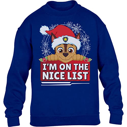 PAW PATROL Chase Ugly Christmas I'm On The Nice List Kinder Pullover Sweatshirt 104 Blau von PAW PATROL