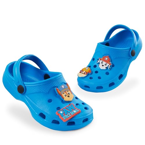 PAW PATROL Clogs Kinder, Gartenschuhe mit abnehmbaren Anhängern - Geschenke für Jungs (Blau, 28 EU) von PAW PATROL