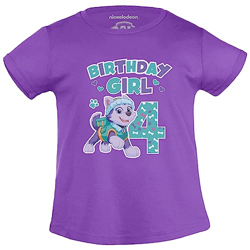 PAW PATROL - Everest Birthday Girl 4 Jahre Geburtstag Mädchen T-Shirt 140 Lila von PAW PATROL