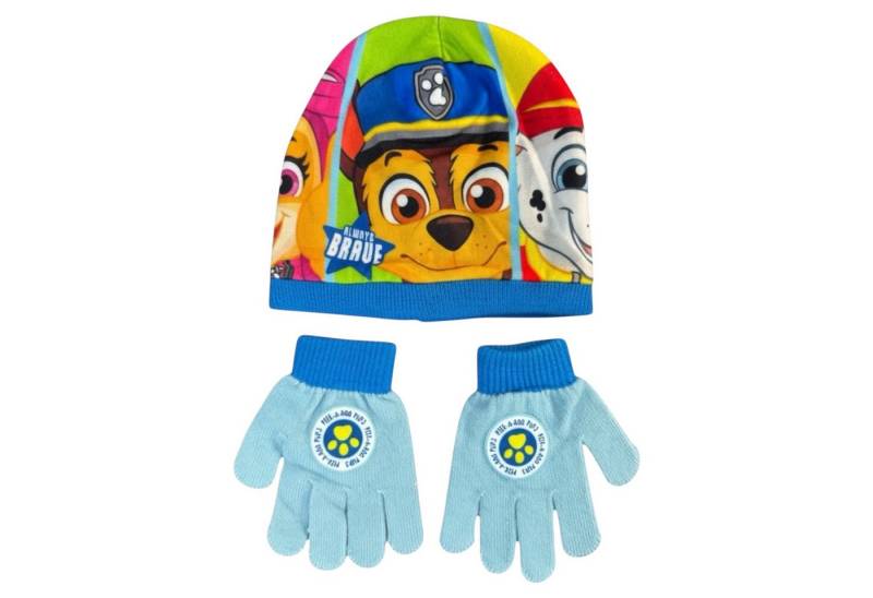 PAW PATROL Fleecemütze 13880 - Kinder Wintermütze Set Gr. 48/51 cm Mütze und Handschuhe (Spar-Set, mit Handschuhen) von PAW PATROL