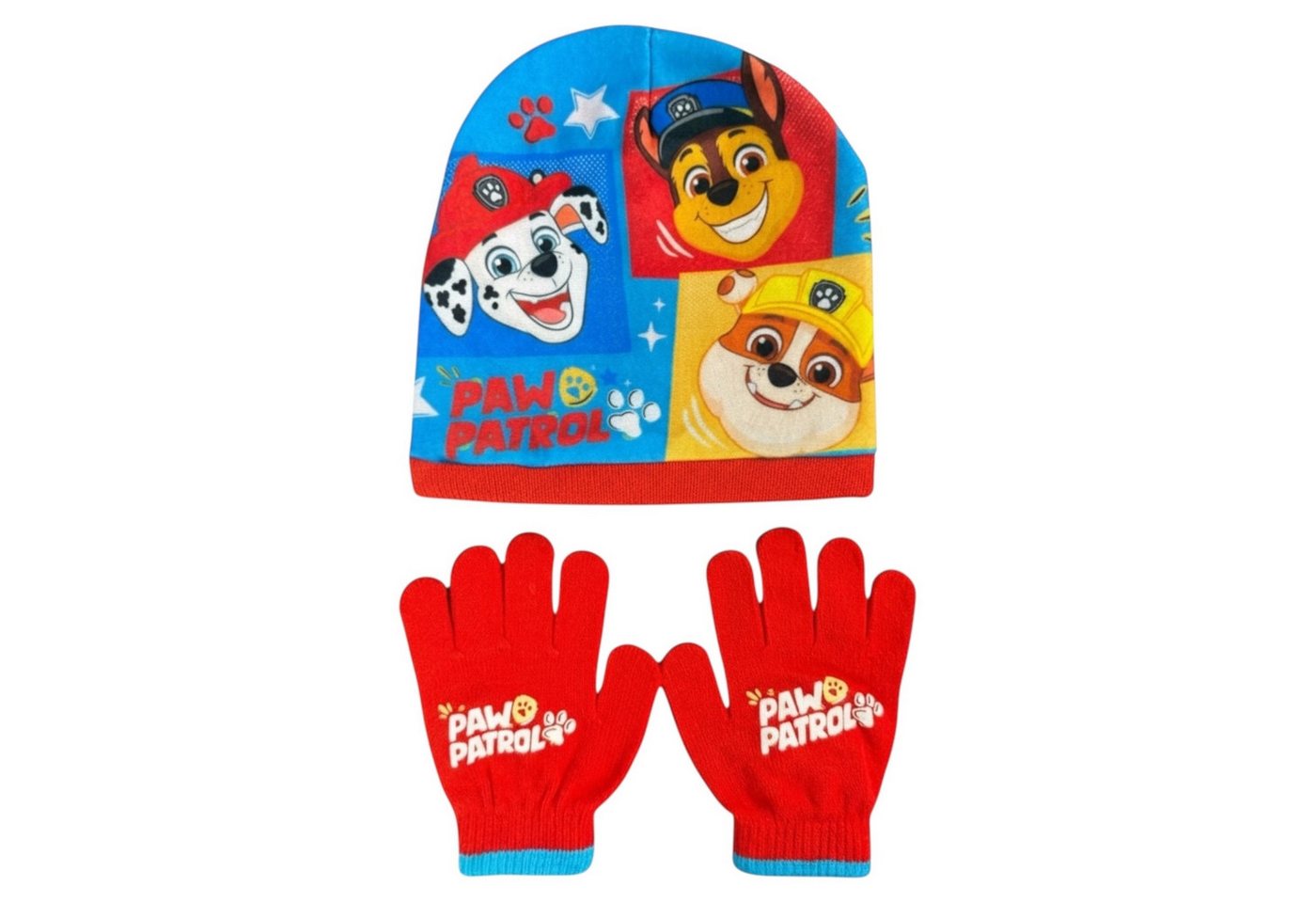 PAW PATROL Fleecemütze 15477 - Kinder Wintermütze Set Gr. 48/51 cm Mütze und Handschuhe (Spar-Set) von PAW PATROL