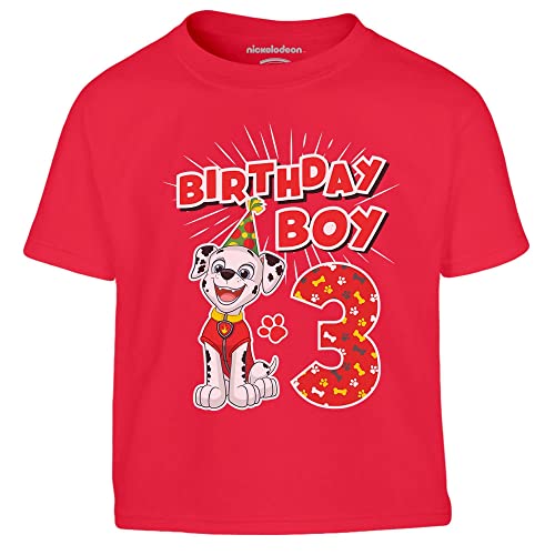 Paw Patrol - Geburtstag 3 Jahre Marshall Birthday Boy Kinder Jungen T-Shirt 104 Rot von PAW PATROL