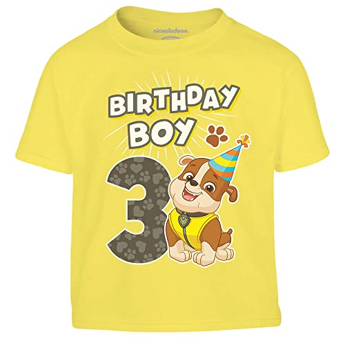 PAW PATROL - Geburtstag 3 Jahre Rubble Birthday Boy Kinder Jungen T-Shirt 104 Gelb von PAW PATROL