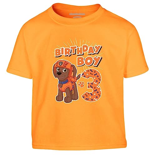 Paw Patrol - Geburtstag 3 Jahre Zuma Birthday Boy Kinder Jungen T-Shirt 104 Orange von PAW PATROL