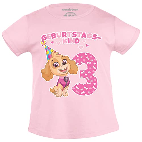 Paw Patrol T-Shirt Mädchen Geburtstagskind 3 Jahre Geburtstag Skye Geschenk Mädchen T-Shirt 104 Rosa von PAW PATROL