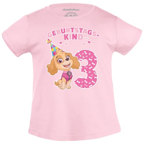 PAW PATROL - Geburtstagskind 3 Jahre Geburtstag Skye Geschenk Mädchen T-Shirt 104 Rosa von PAW PATROL