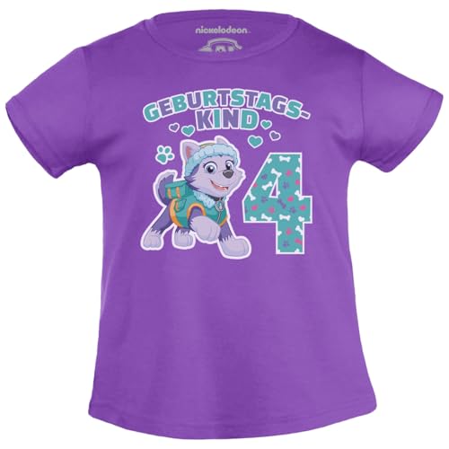 PAW PATROL Geburtstagskind 4 Jahre Geburtstag Everest Geschenk Mädchen T-Shirt 116 Lila von PAW PATROL