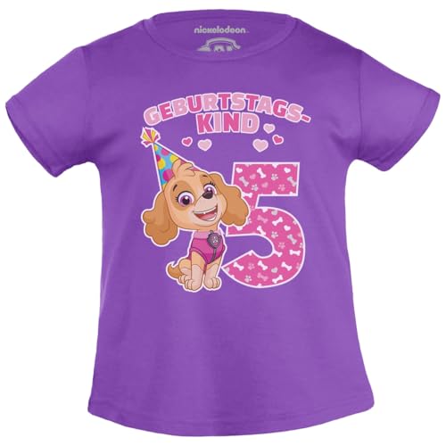 PAW PATROL - Geburtstagskind 5 Jahre Geburtstag Skye Geschenk Mädchen T-Shirt 104 Lila von PAW PATROL
