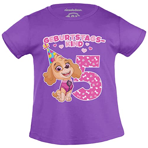 T-Shirt Mädchen - Geburtstagskind 5 Jahre Geburtstag Skye Geschenk Mädchen Tshirt 116 Lila von PAW PATROL